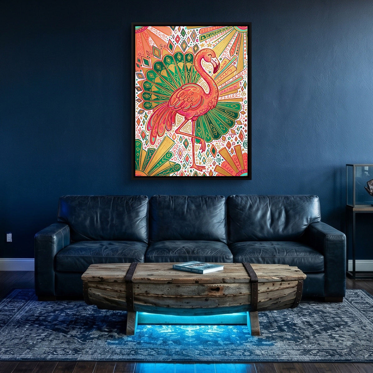 Flamingo Emerald Fan - Luxury Wall Art