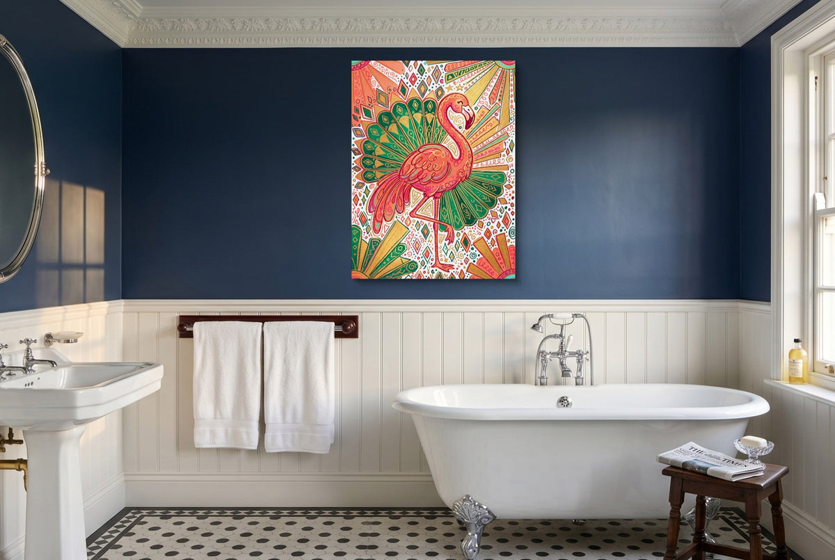 Flamingo Emerald Fan - Luxury Wall Art
