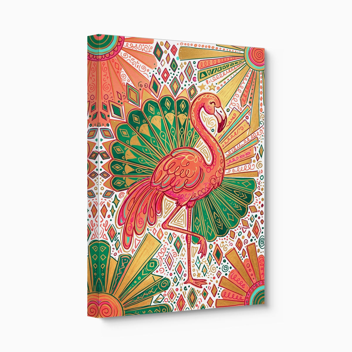Flamingo Emerald Fan - Luxury Wall Art