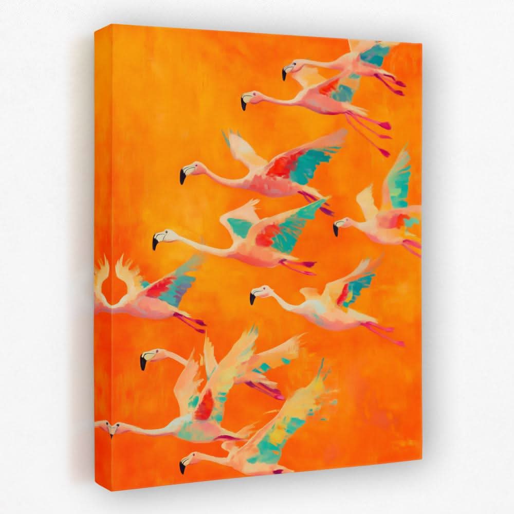 Flamingo Flock - Bird Canvas Wall Art