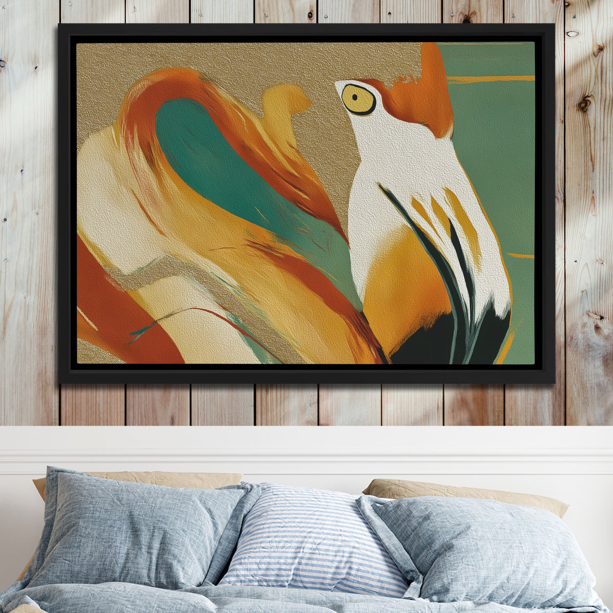 Flamingo Fragmented Stare — Flamingo Fragmented Stare Bed 2 Wood Panel 55