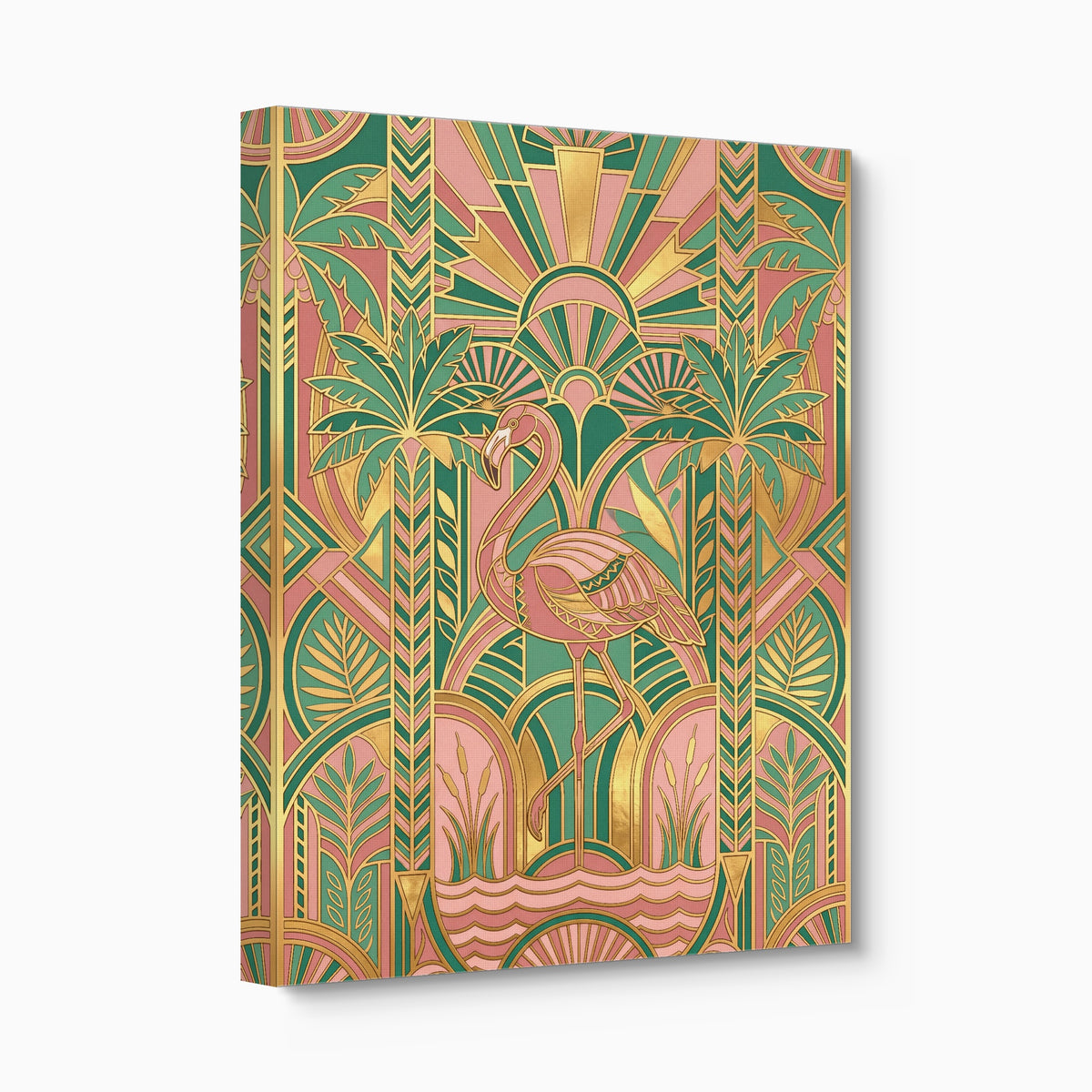 Flamingo Golden Paradise — flamingo golden paradise angled flush print