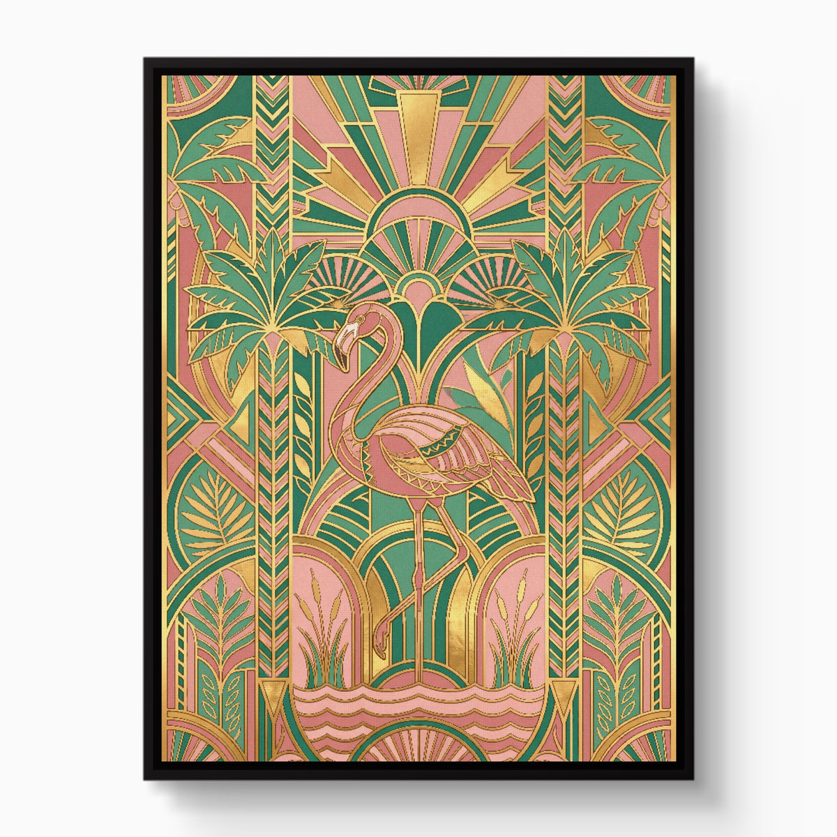 Flamingo Golden Paradise — flamingo golden paradise white studio framed black