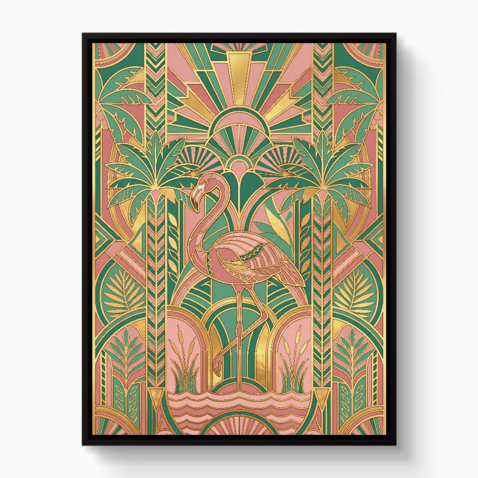 Flamingo Golden Paradise — flamingo golden paradise white studio framed black