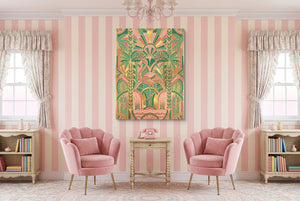 Flamingo Golden Paradise — flamingo golden paradise pink living room interior 1port flush print