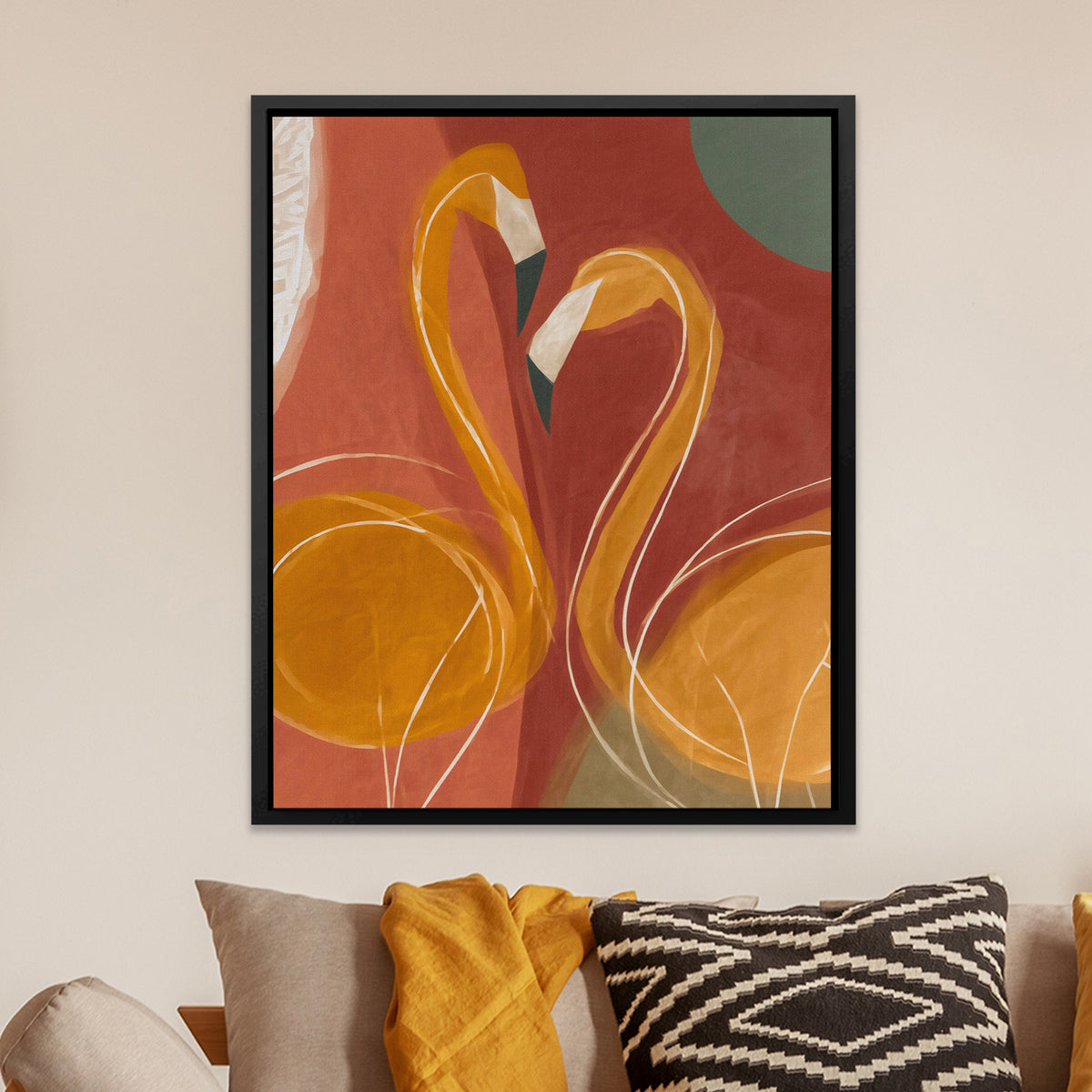 Flamingo Hearts Entwined