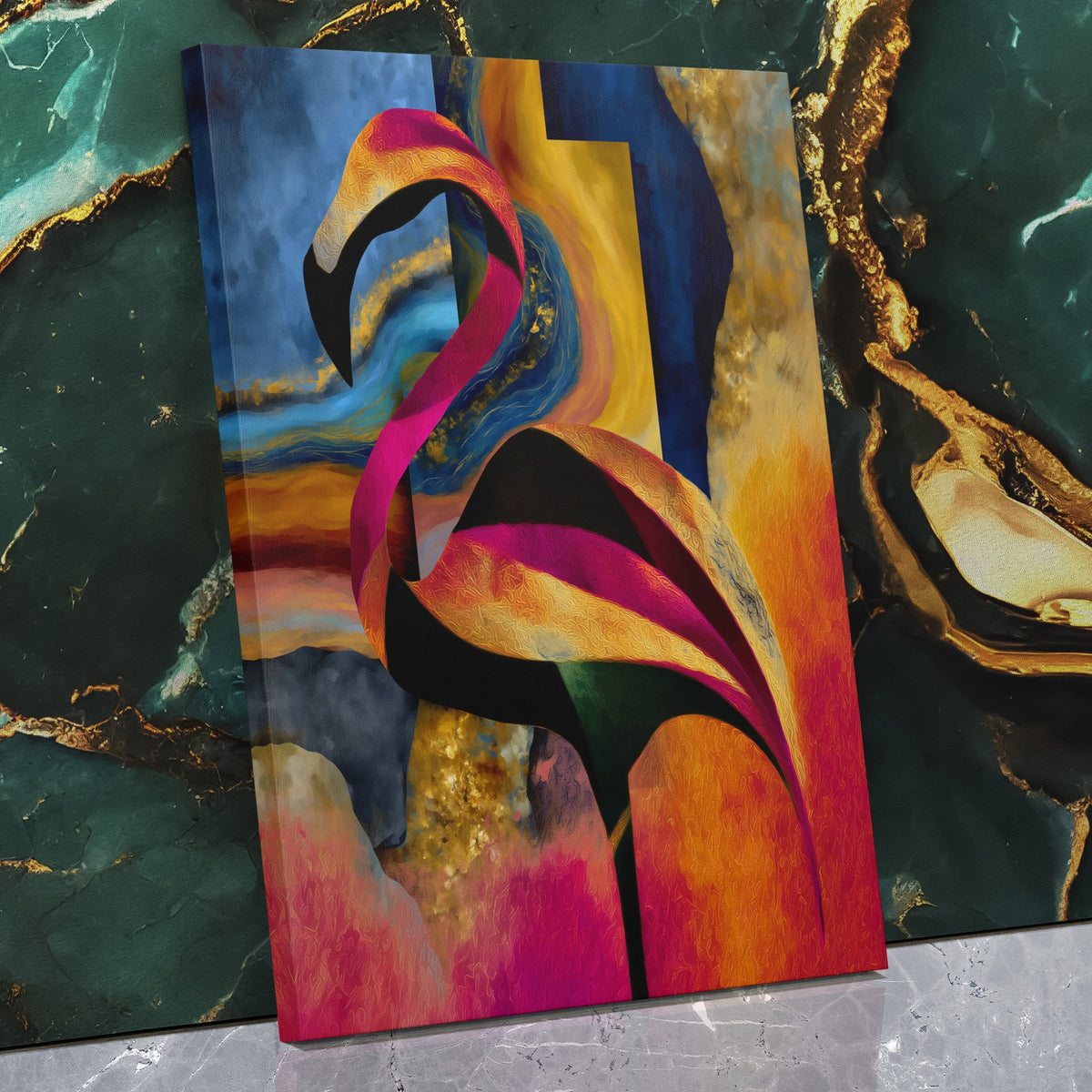 Flamingo Rust Silhouette — Flamingo Rust Silhouette Against Wall   Mirror Wrap V3 16