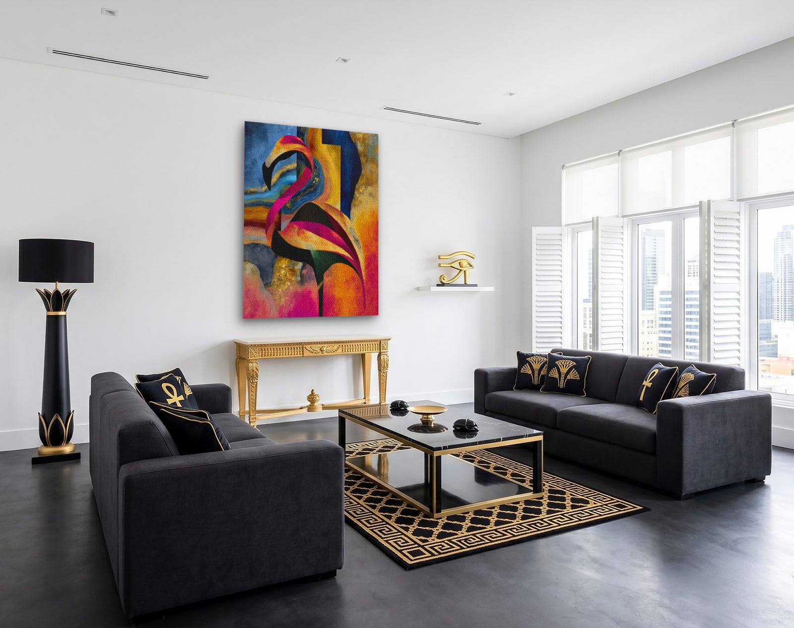 Flamingo Rust Silhouette canvas wall art