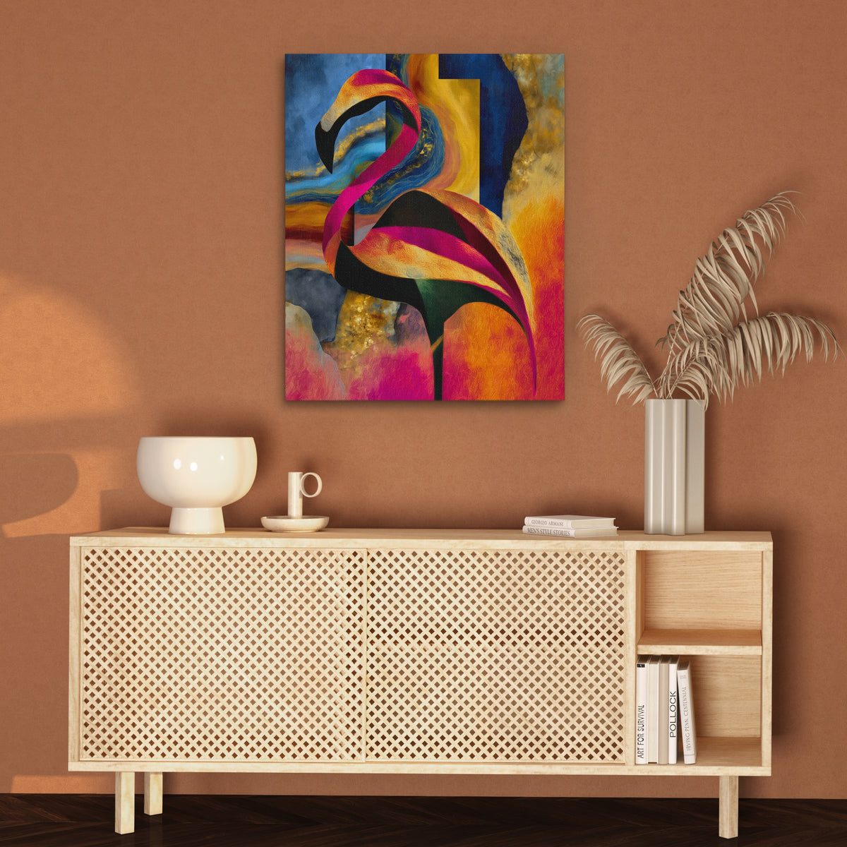 Flamingo Rust Silhouette — Flamingo Rust Silhouette Brown Wall 64