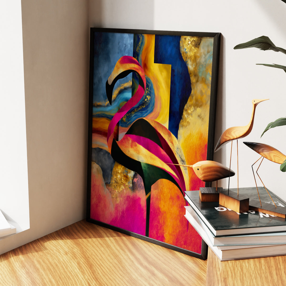 Flamingo Rust Silhouette — Flamingo Rust Silhouette New   Living Room Wall Apartment Zoom 208
