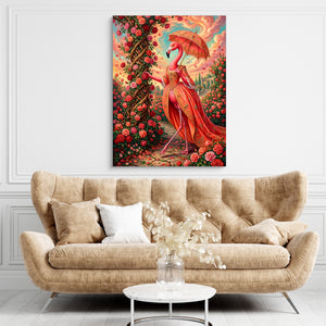 Flamingo's Rose Stroll — flamingo's rose stroll sq brown living room 1port flush print