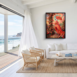 Flamingo's Rose Stroll — flamingo's rose stroll sq malibu beach 1port framed black