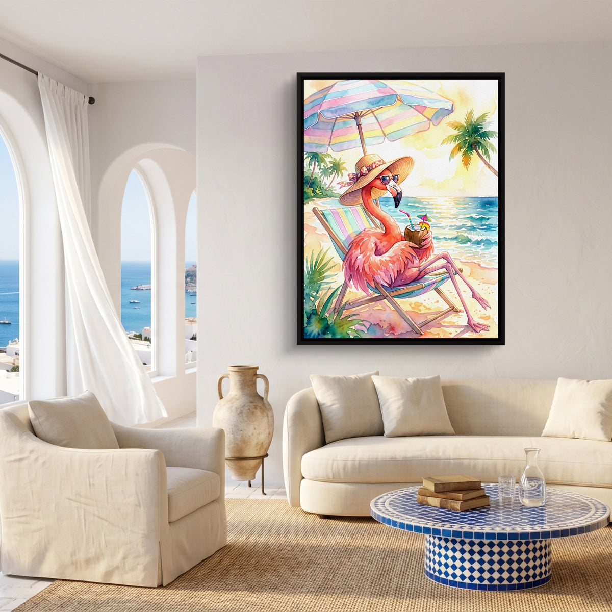 Flamingo Siesta — flamingo siesta sq coast living room 1port framed black