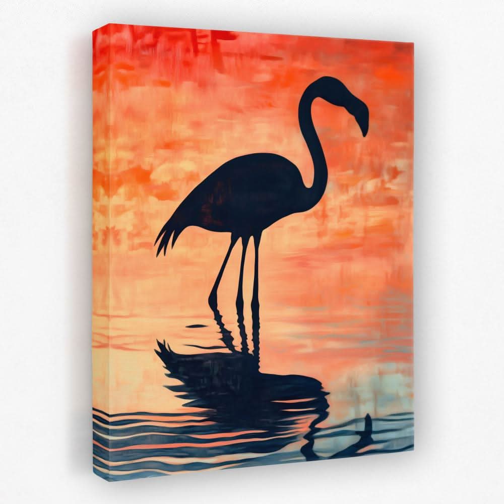 Flamingo Sunset Glow - Bird Canvas Wall Art