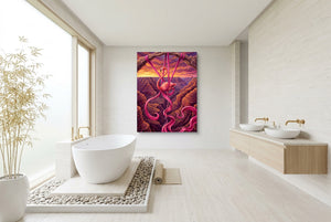 Flamingo Suspended — flamingo suspended bathroom interior with tub 1port flush print