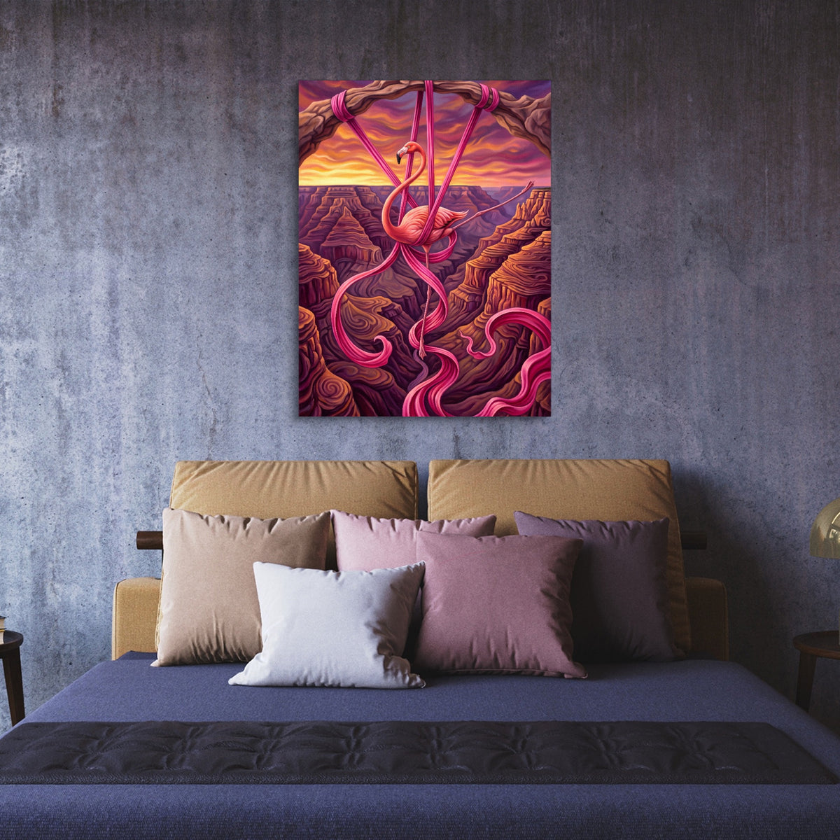 Flamingo Suspended — flamingo suspended sq purple room 1port flush print
