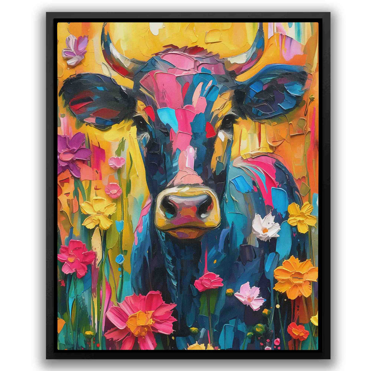 Floral Farm Cow - Luxury Wall Art