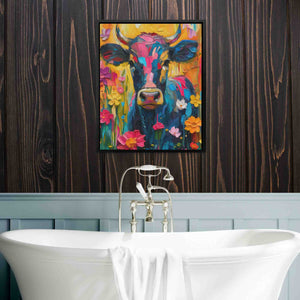 Floral Farm Cow - Luxury Wall Art