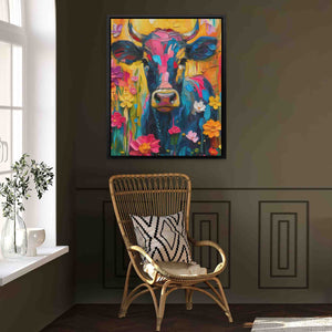 Floral Farm Cow - Luxury Wall Art