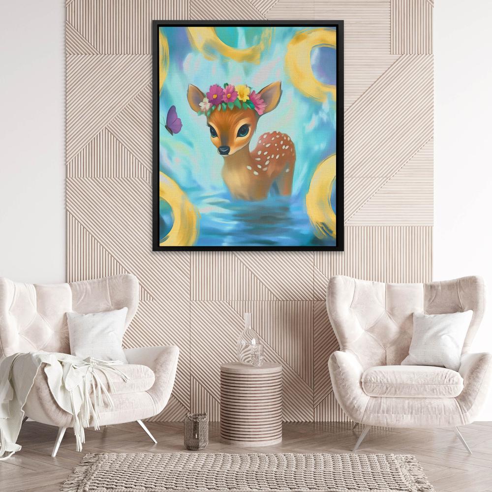 Floral Fawn Fantasy - Luxury Wall Art