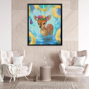Floral Fawn Fantasy - Luxury Wall Art