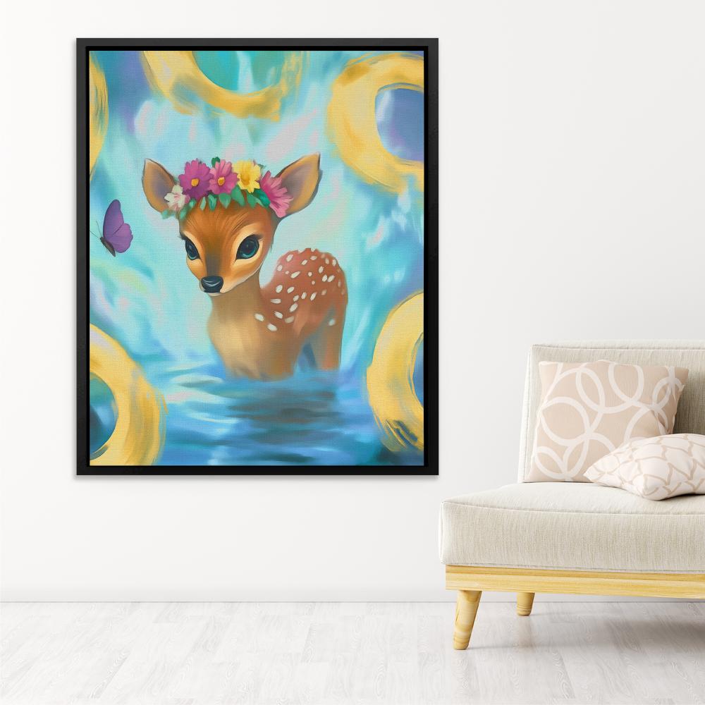Floral Fawn Fantasy - Luxury Wall Art