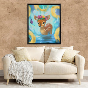 Floral Fawn Fantasy - Luxury Wall Art