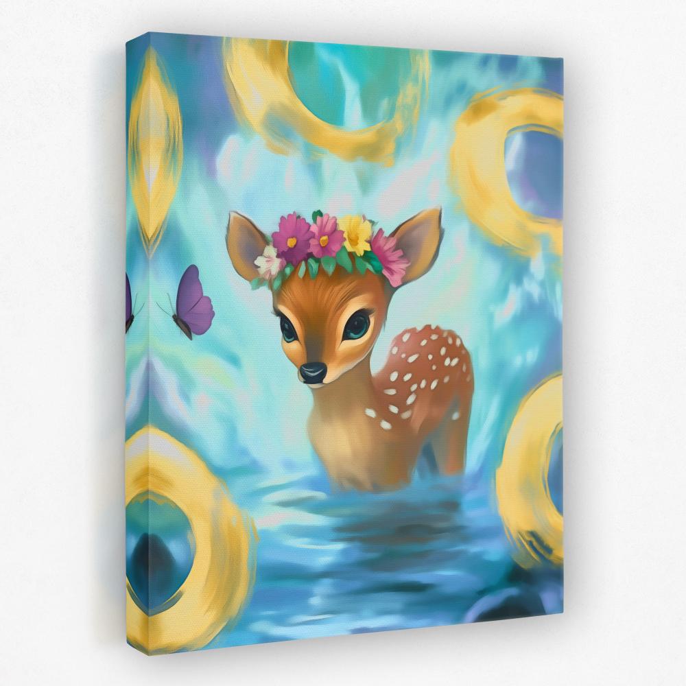 Floral Fawn Fantasy - Luxury Wall Art