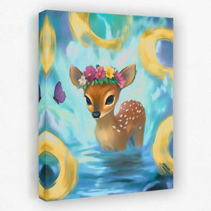 Floral Fawn Fantasy - Luxury Wall Art