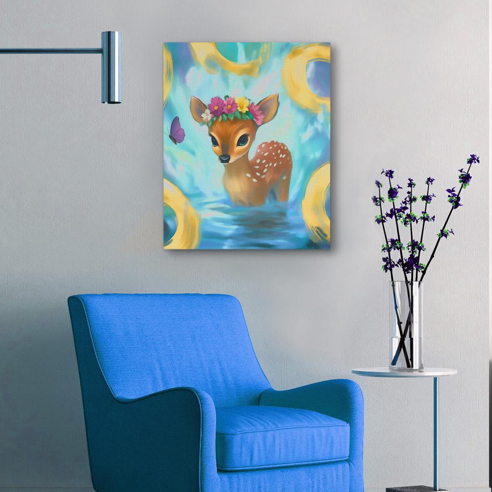 Floral Fawn Fantasy - Luxury Wall Art