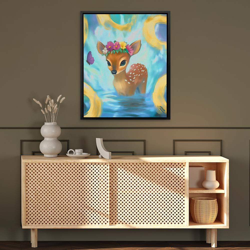 Floral Fawn Fantasy - Luxury Wall Art