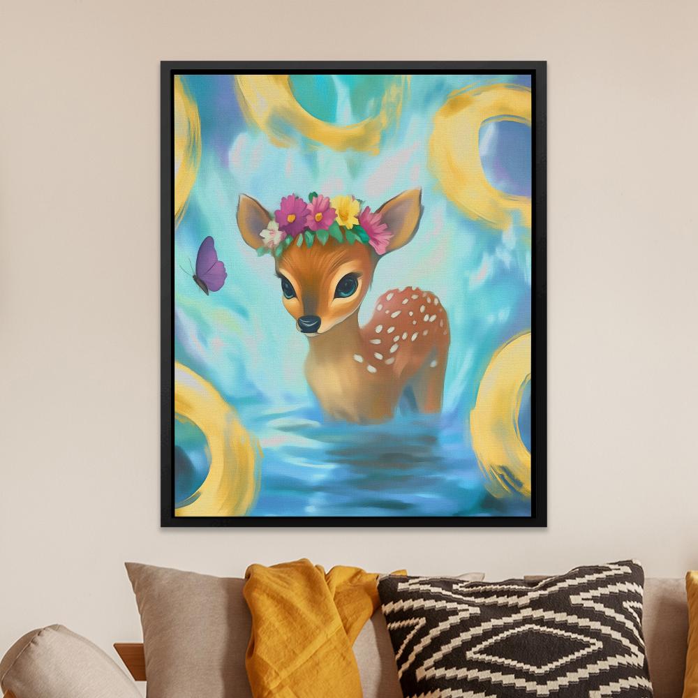 Floral Fawn Fantasy - Luxury Wall Art