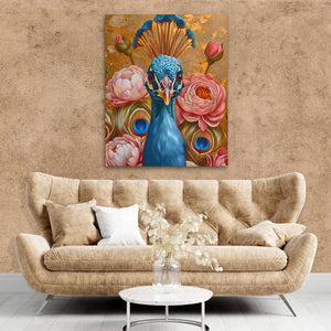 Floral Gold Peacock - Luxury Wall Art