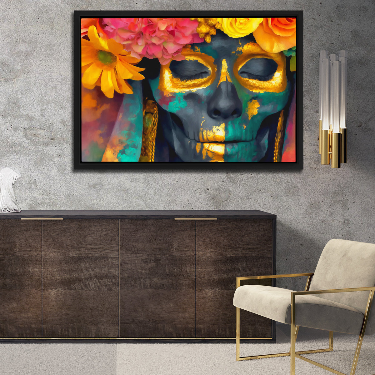 Floral Skull Celebration - Luxury Wall Art