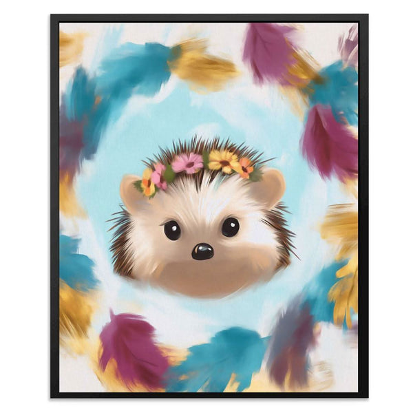 Flower Crown Hedgehog in a room