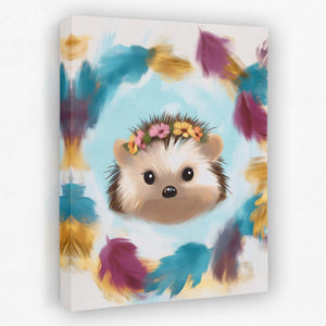 Flower Crown Hedgehog - Luxury Wall Art