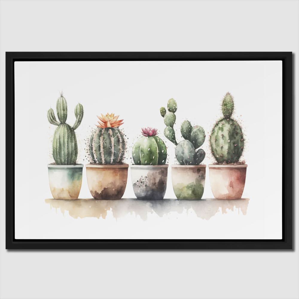 Flowering Cacti - Large Watercolor Canvas Print