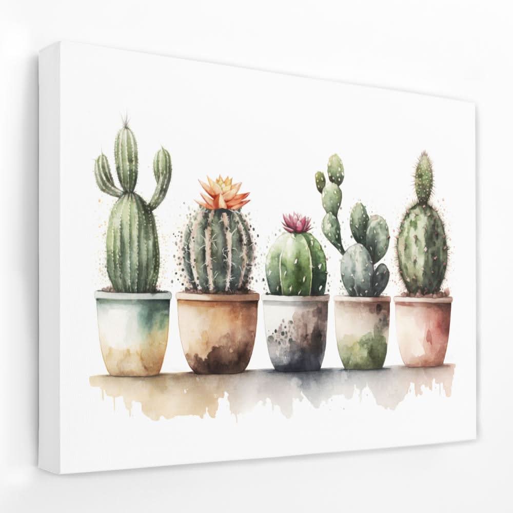 Flowering Cacti - Botanical Canvas Wall Art