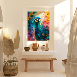 Flowing Rainbow Peacock - Luxury Wall Art