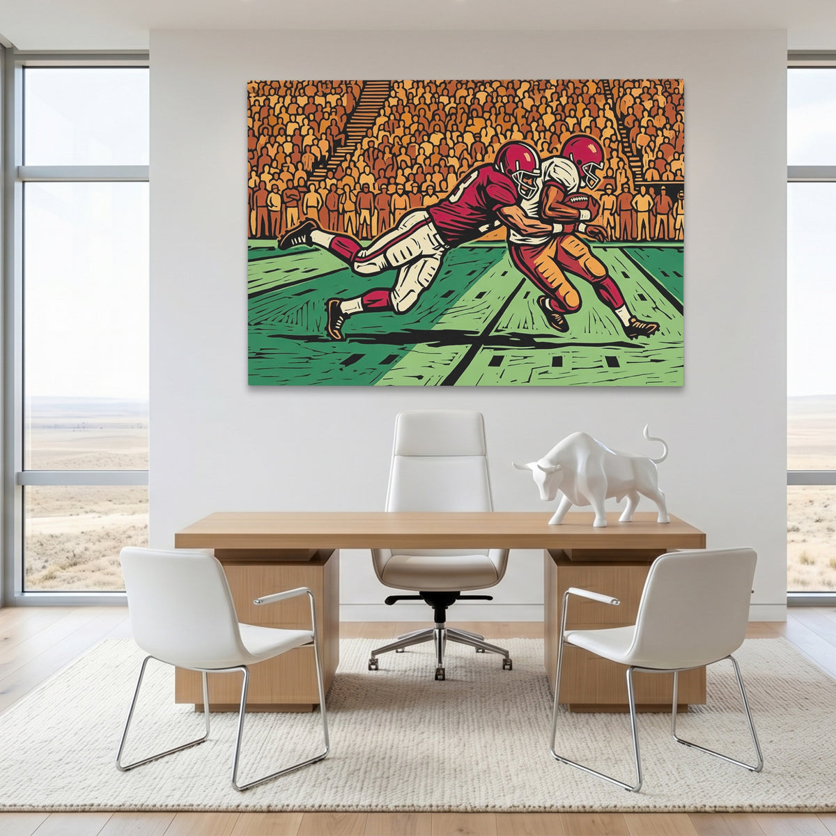 Football Players Collide — Football Players Collide White Bull Room Land 174