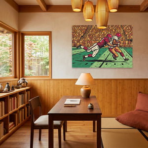 Football Players Collide — Football Players Collide Wood Minimalist Room Land 206