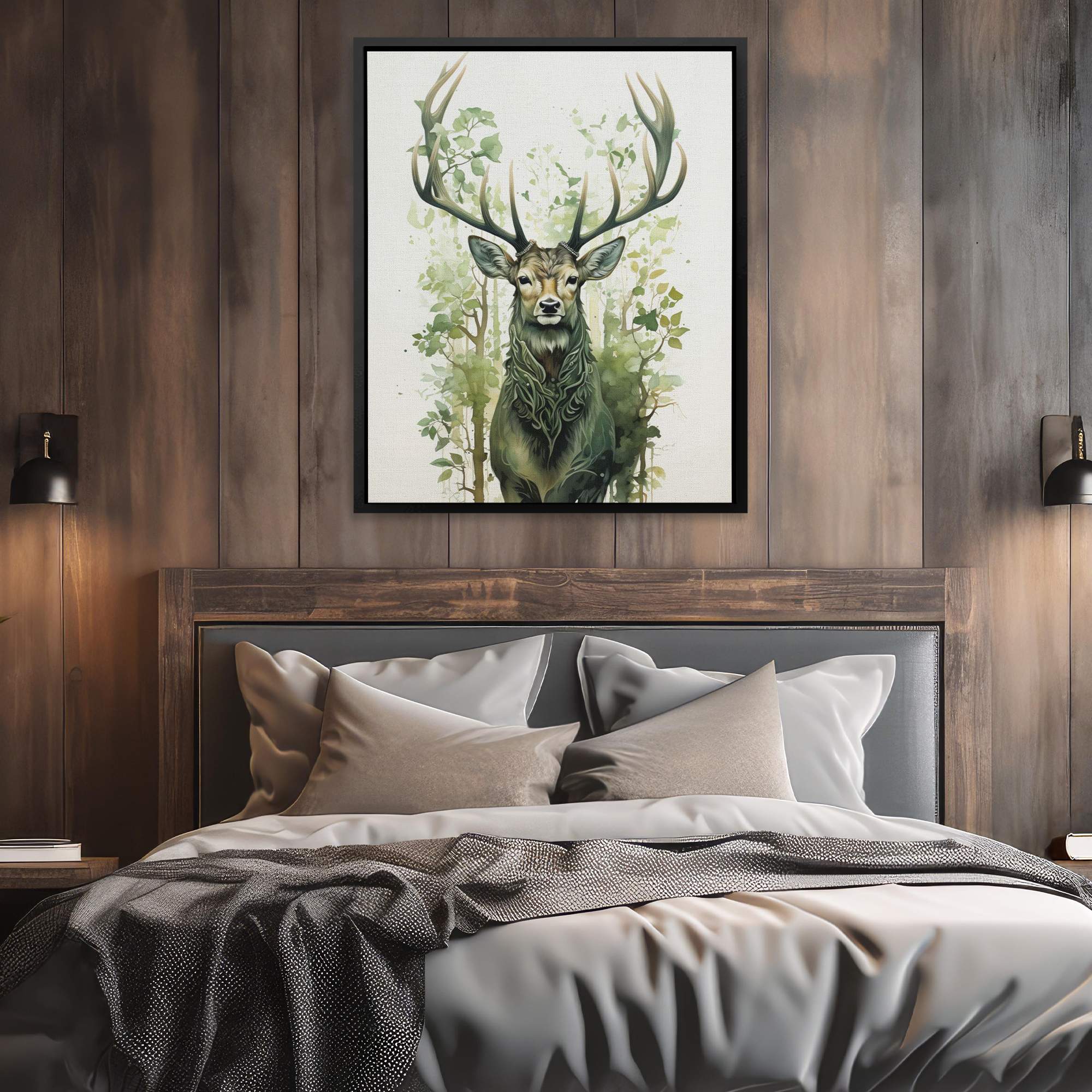 Forest Green Deer - Luxury Wall Art