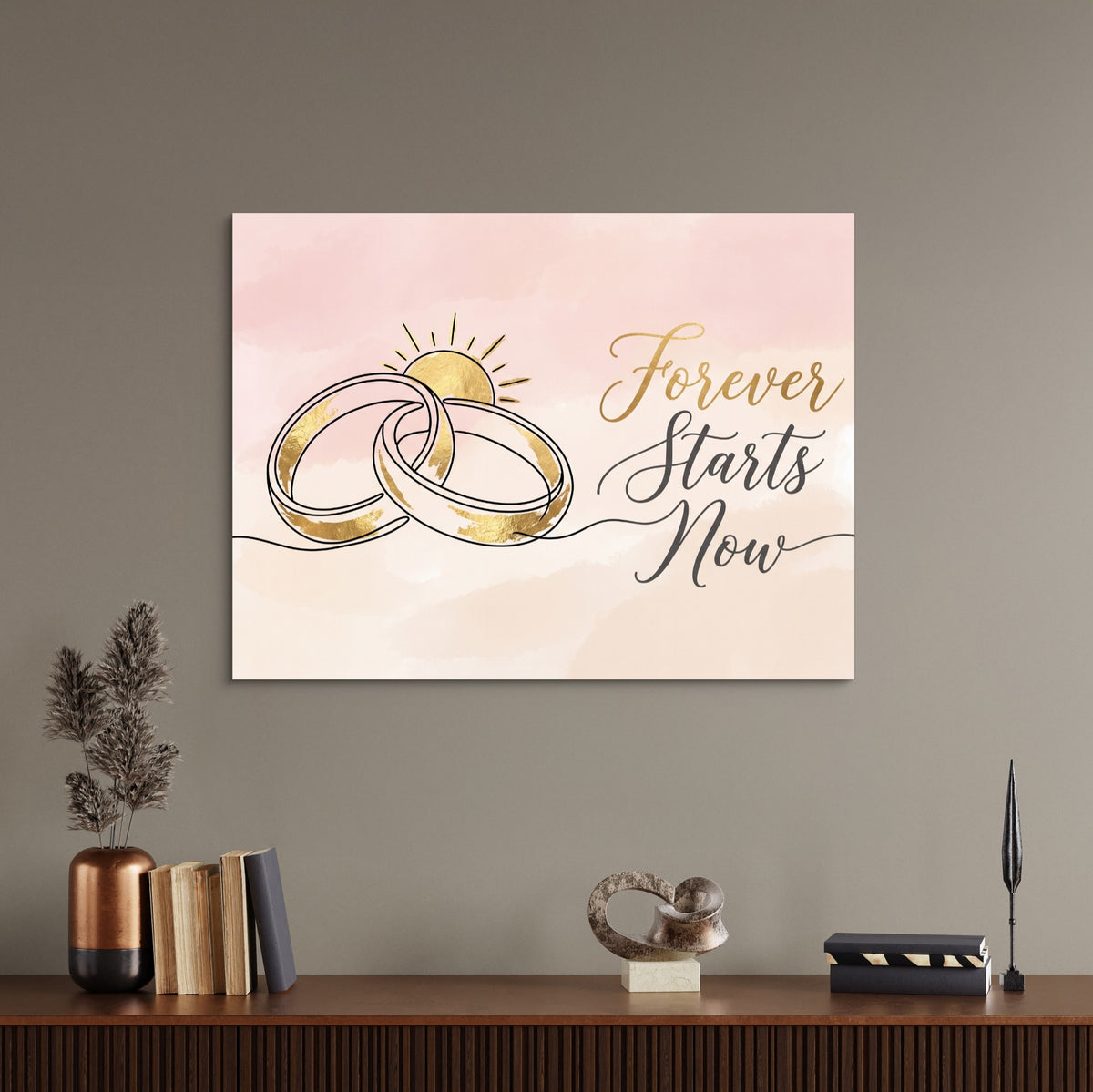 Forever Starts Now Rings — forever starts now rings sq office desk wall 1land flush print