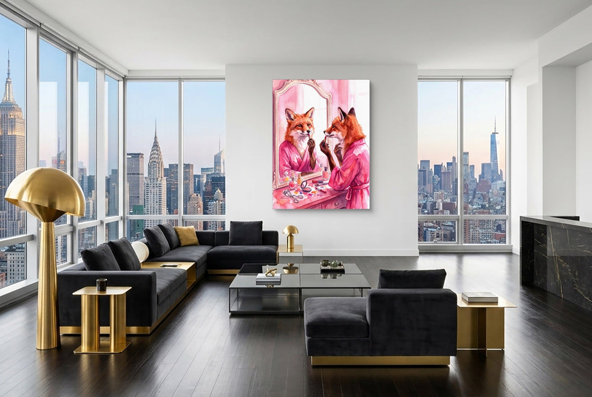 Fox Applies Lipstick - Luxury Wall Art