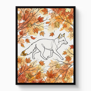 Fox Autumn Stroll — fox autumn stroll white studio framed black