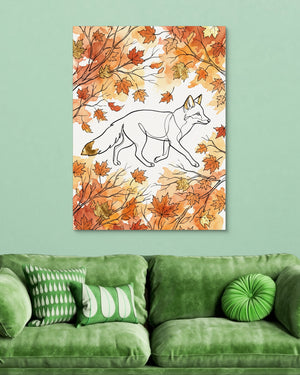 Fox Autumn Stroll — fox autumn stroll psd light green couch 1port flush print