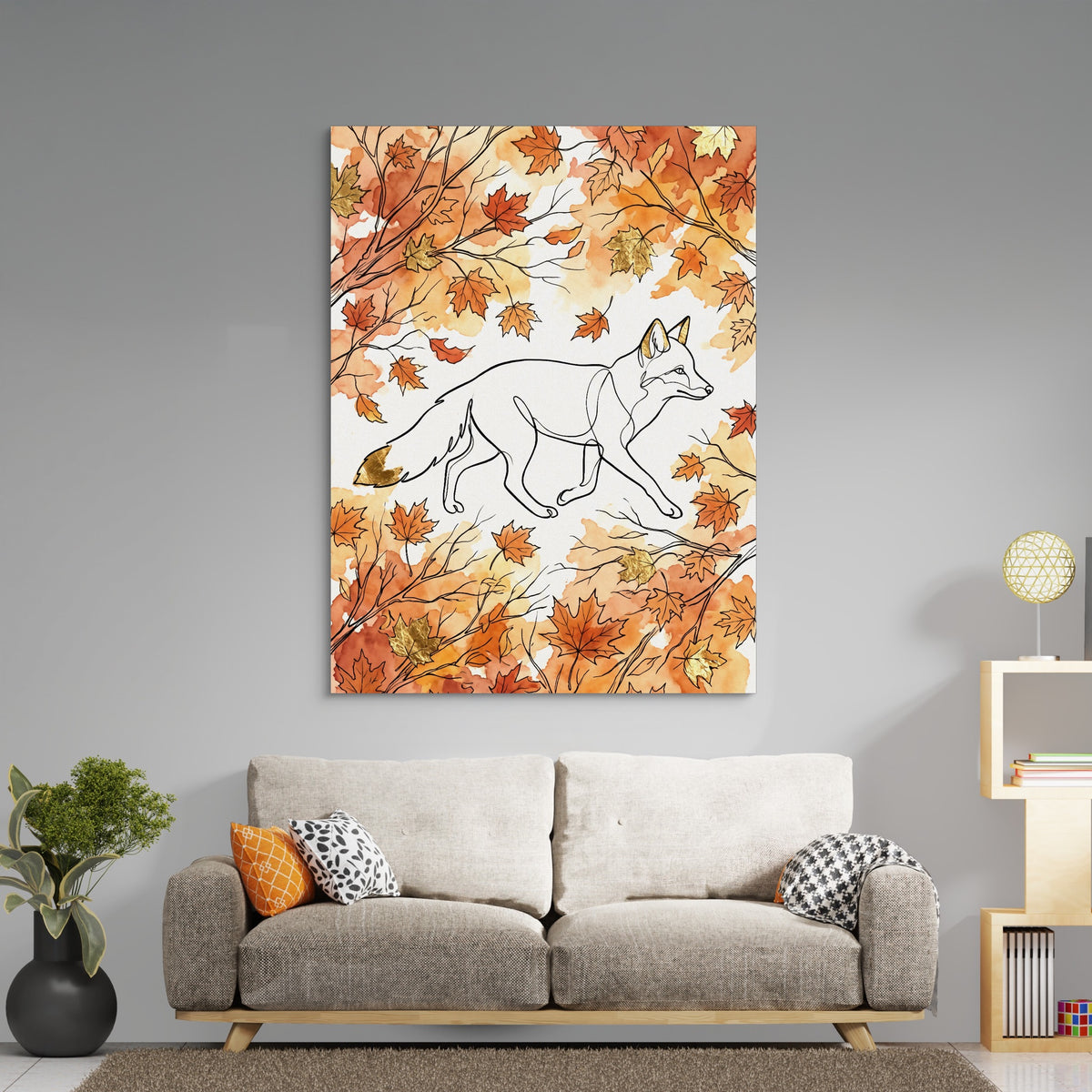 Fox Autumn Stroll — fox autumn stroll sq boring room 1port flush print