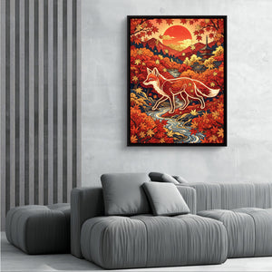 Fox Autumn Sunrise — fox autumn sunrise sq grey room 2 1port framed black