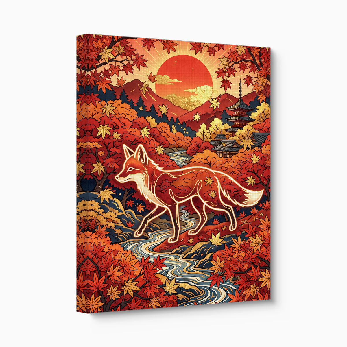 Fox Autumn Sunrise — fox autumn sunrise angled flush print