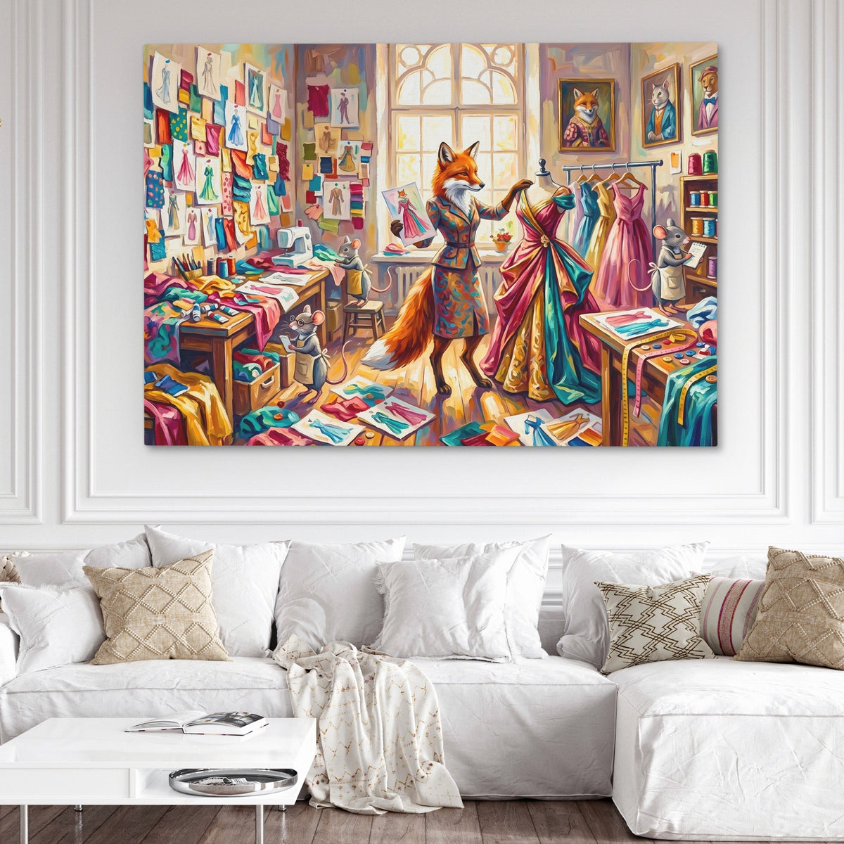 Fox Fashion Studio canvas wall art, room view